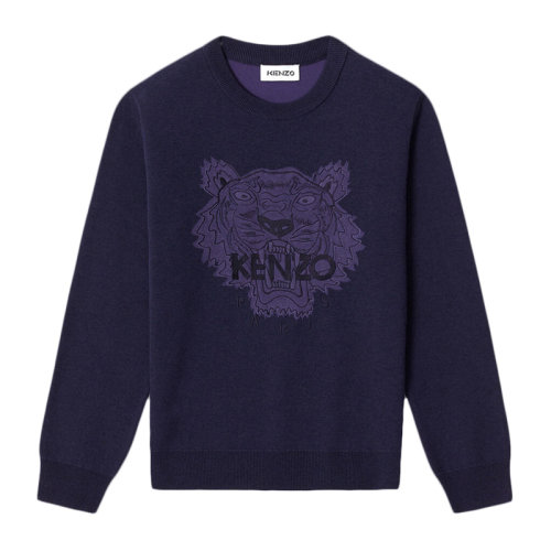 KENZO/高田贤三 女士 服装 深蓝色虎头图案棉休闲卫衣 女卫衣