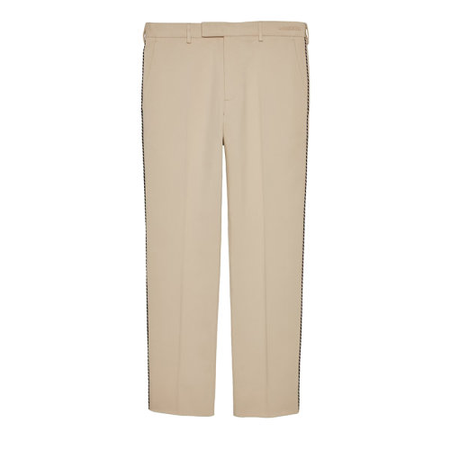 GUCCI/古驰 22年春夏新款 男士米色纯棉饰刺绣细节长裤692934ZABK21022