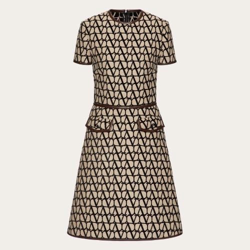  VALENTINO华伦天奴 22年秋冬 女士 连衣裙 ROBE EN TOILE ICONOGRAPHE LIGHT 2B3VA2477TDE21