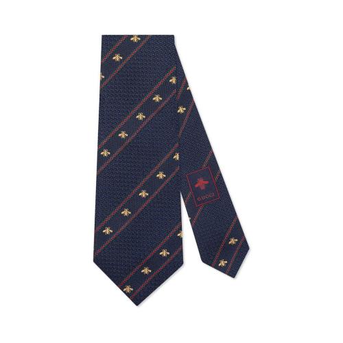  GUCCI古驰 22年秋冬 男士 蜜蜂织带真丝领带 451528 4E002 4074