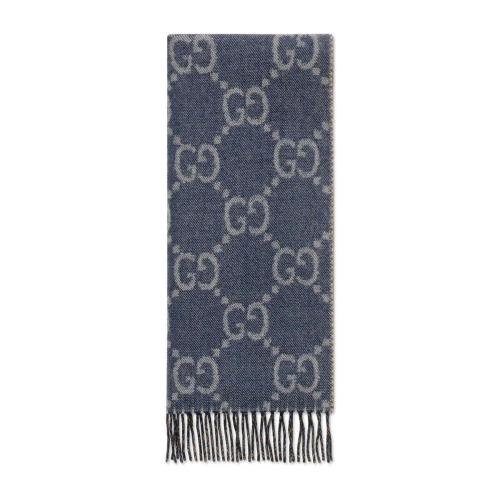  GUCCI古驰 22年秋冬 女士 GG提花流苏针织围巾 676610 3G200 4165