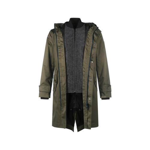 HUGO BOSS/雨果博斯 男士棉/羊毛/涤纶中长款连帽大衣外套 50455914