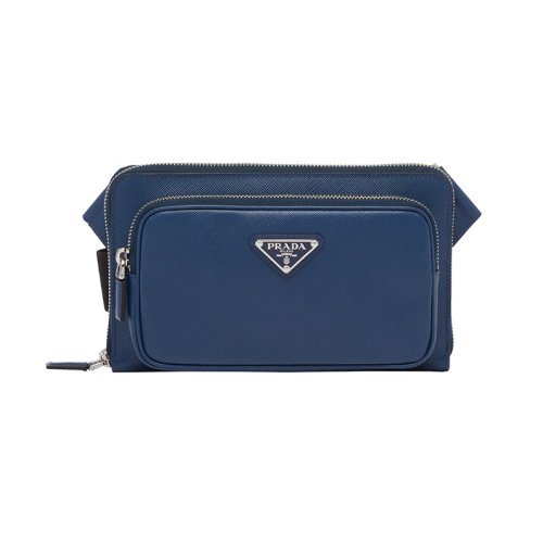 PRADA/普拉达 22新款 男士亮蓝色saffiano皮革调节编织肩带珐琅徽标拉链开合单肩包2VH156_9Z2_F0KJ6_V_OOO