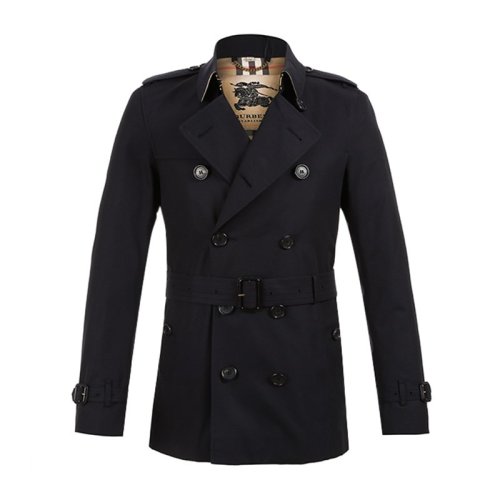 BURBERRY/博柏利 20春夏 男装 服装 桑德林汉姆版型 男士深蓝色棉质双排扣短款风衣外套 男士风衣