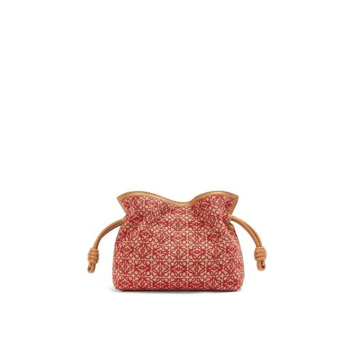  LOEWE罗意威 22年秋冬 女士 手拿包 Mini Flamenco clutch in Anagram jacquard and calfskin