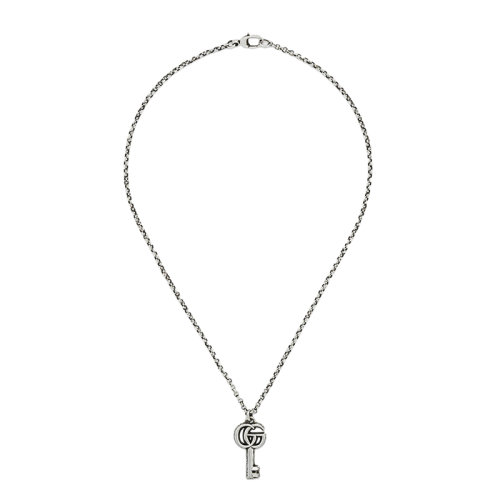 GUCCI/古驰 经典款 925银双G钥匙雕刻蔓藤花纹图案吊坠项链627757J84000701