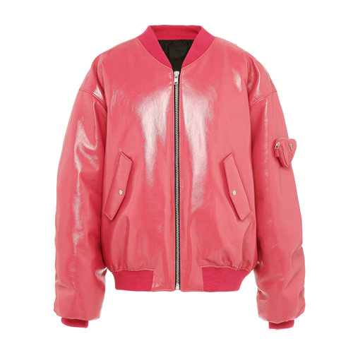 PRADA/普拉达 秋冬 男士品红色软羊革飞行员夹克UPS557_1ZFE_F01BK