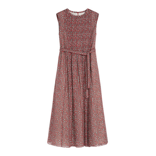 MaxMara/麦丝玛拉 22年早春新款 ROSETTA系列 女士红色纯棉碎花印花无袖连衣裙9221172106001