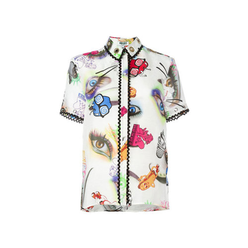 KENZO/高田贤三 凯卓女装 图案装饰 女士混色时尚方领春夏短袖衬衫 2CH081K02.01