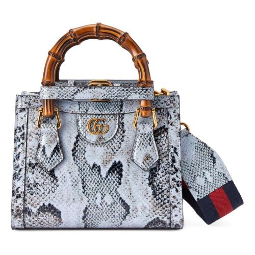  GUCCI古驰 22年秋冬 女士 Gucci Diana竹节蟒蛇皮迷你托特包 702732 LU3BT 4465