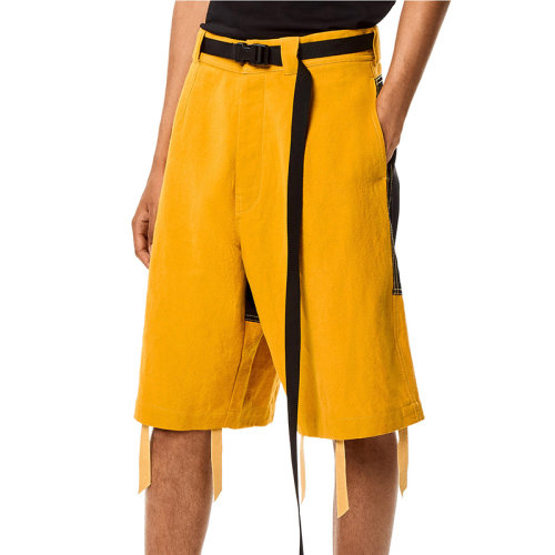 LOEWE/罗意威 22年秋冬新款 男士向日葵黄色棉麻混纺百慕大短裤H664Y04W14-7961