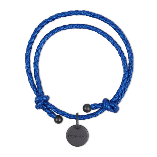 Bottega Veneta/葆蝶家 男士蓝色牛皮经典编织款手链手镯手环 339580-VAJE1-4304
