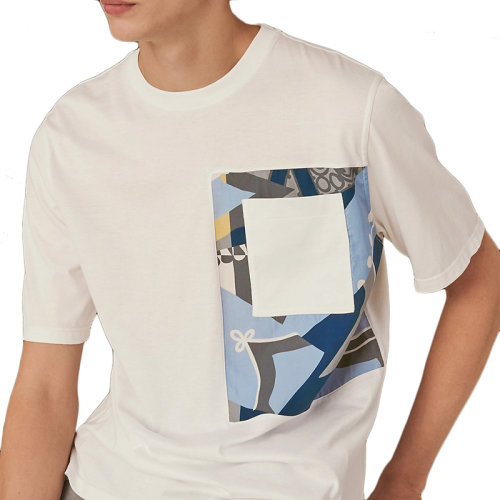 HERMES/爱马仕 22年秋冬新款 男士白色纯棉Zouaves and Dragons贴布短袖T恤H257800HA90SM