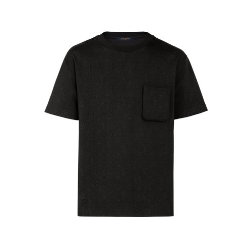 Louis Vuitton/路易威登 22年秋冬新款 MONOGRAM系列 男士黑色纯棉3D口袋短袖T恤1A5VI8