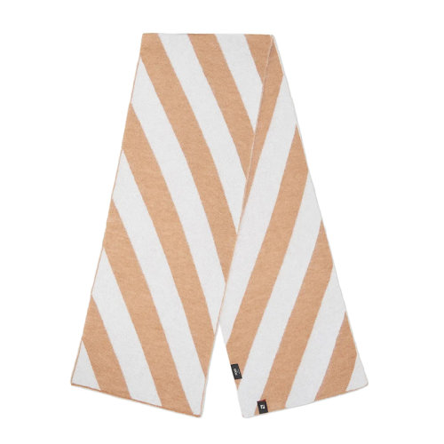 FENDI/芬迪 男士米白色斜条纹图案的长方形马海毛羊毛混纺围巾FXS124AH7HF0CHK