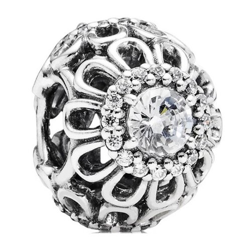PANDORA/潘多拉 925银银色镂空闪耀花朵串珠791260CZ