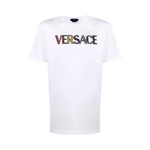 VERSACE/范思哲 男士纯色棉质字母印花圆领短袖上衣T恤 1002463-1A01811 多色可选