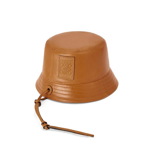 LOEWE/罗意威 22年春夏新款 女士棕色纳帕牛皮革颔带水桶帽渔夫帽K000HB1X01-2530