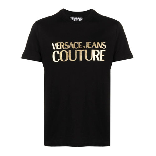 VERSACE JEANS/范思哲牛仔 男士黑色棉质经典字母徽标印花装饰圆领短袖上衣T恤 B3GWA7TB-30319-K42