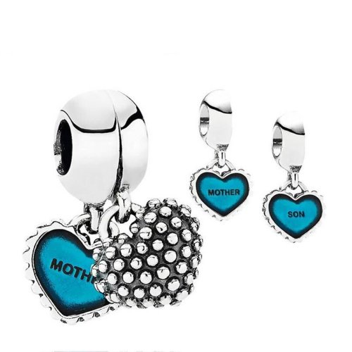 PANDORA/潘多拉  蓝色母子心吊坠 791152EN08