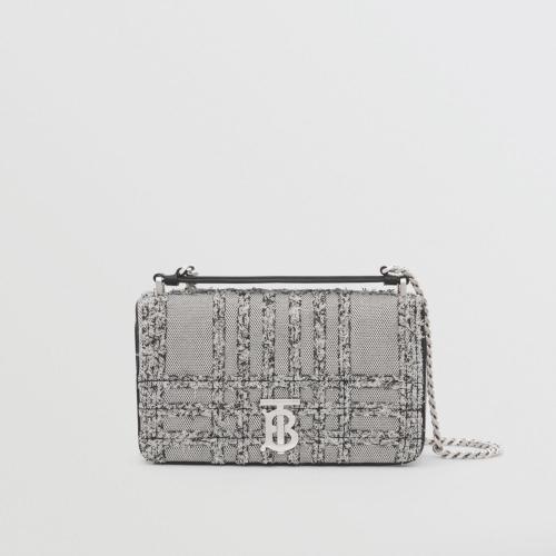  BURBERRY 22年秋冬 女士 Lola - 小号针刺棉格纹帆布萝纳包 80557191