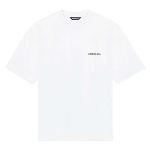 Balenciaga/巴黎世家男士白色棉质复古平纹针织中号徽标款式T恤612966TIVG59040