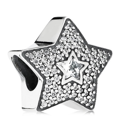 PANDORA/潘多拉 女士银色925银锆石许愿星星925银串珠 791384CZ