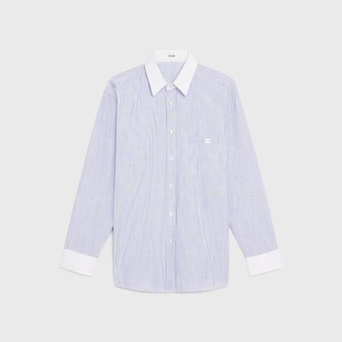 CELINE赛琳思琳 22年秋冬 女士 长袖衬衫 CHEMISE OVERSIZE COTON RAYé 2C775602P.01CX