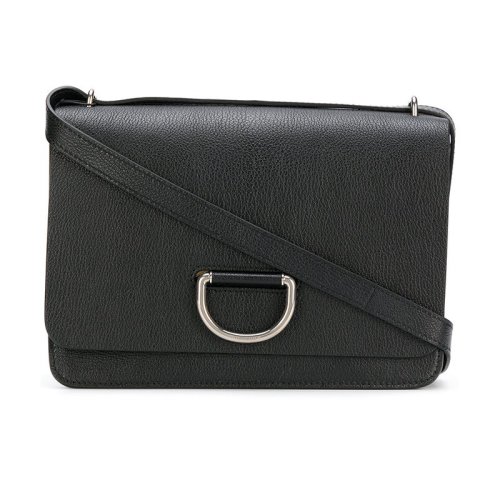 BURBERRY/博柏利 巴宝莉女包 女士黑色皮革D形环翻盖单肩斜挎包 40766431