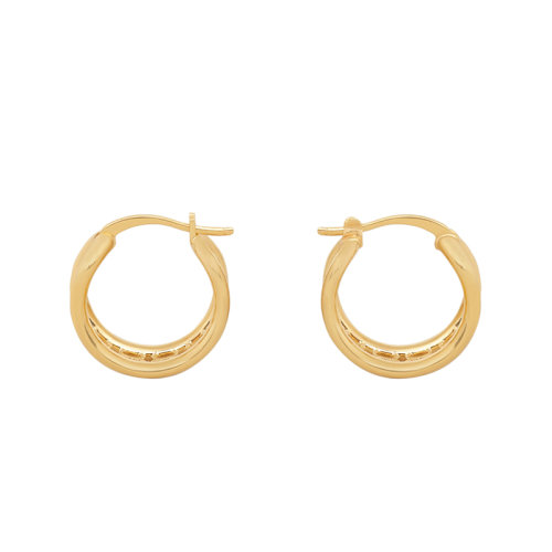 CELINE/赛琳 经典MAILLON TRIOMPHE MULTI 系列 金色黄铜镂空图案圈形耳环46V186BRA.35OR