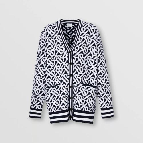  BURBERRY 22年秋冬 女士 专属标识羊毛混纺宽松提花开衫 80584051