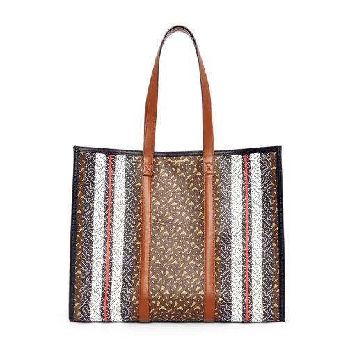  BURBERRY/博柏利 女士会标条纹小号电子帆布手提袋手提包单肩包女包 8019383