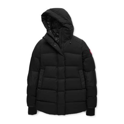 Canada Goose/加拿大鹅 女士黑色白鸭绒时尚连帽中长款外套大衣羽绒服