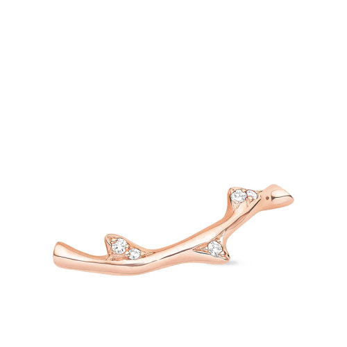 DIOR/迪奥 新款 Bois de Rose系列 18K金玫瑰金镶钻玫瑰木单只耳钉