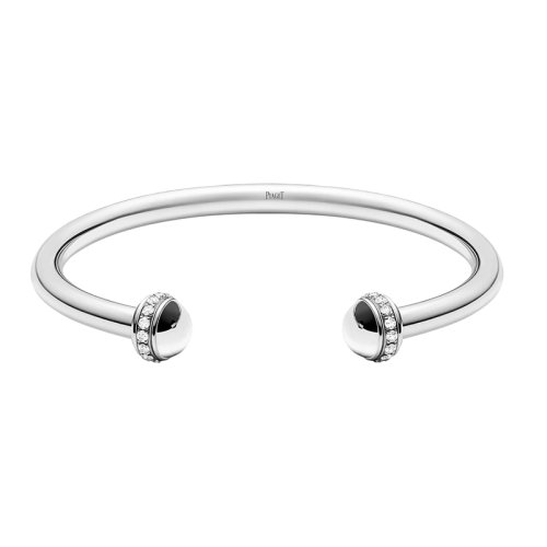 PIAGET/伯爵 经典POSSESSION时来运转系列 18K金白金镶钻宽版可转动开口手镯G36PV300