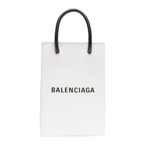 Balenciaga/巴黎世家   白色纹理小牛皮购物袋手机包斜挎手提包 5938260AI2N9000