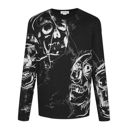 Alexander McQueen 亚历山大·麦昆 麦昆 男士服装  黑色圆领T恤 男士长袖袖T恤