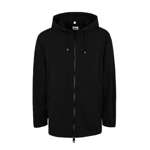 BURBERRY/博柏利 巴宝莉外套 男士黑色连帽棉质后背飘带白字母外套 80105951