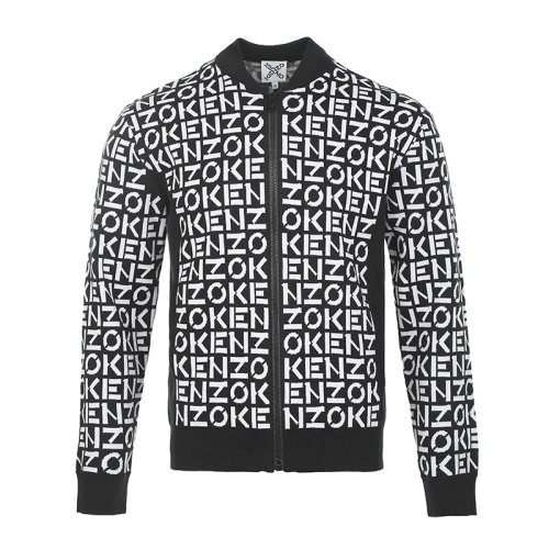 KENZO/高田贤三22春夏全幅字母提花开胸男士针织衫/毛衣 FC55BL691