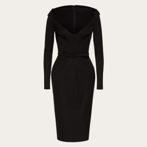  VALENTINO华伦天奴 22年秋冬 女士 连衣裙 ROBE MI-LONGUE EN LAINE STRETCH XB3VAY306W50NO