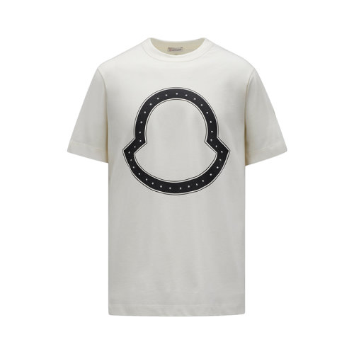 Moncler/蒙克莱 22年秋冬新款 男士浅褐色纯棉铆钉徽标短袖T恤H10918C000158390T02B