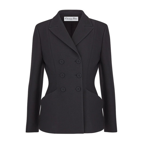 DIOR/迪奥 BAR 30 MONTAIGNE 双排扣黑色羊毛和真丝 女士夹克841V03A1166_X9000