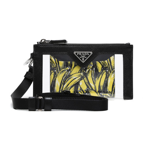 PRADA/普拉达 男士PVC/配皮零钱包挂饰 2TT097 2CIM