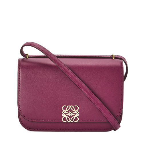 LOEWE/罗意威 22春夏新款Goya系列 女士小号紫水晶色小牛皮金色徽标装饰翻盖斜挎单肩包0010640613