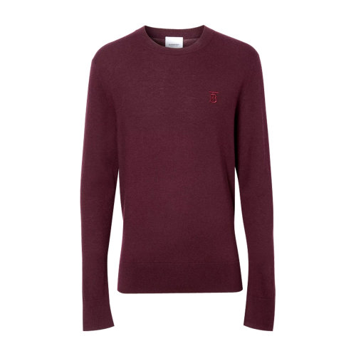 BURBERRY/博柏利 服装 巴宝莉 男装 羊毛衫 毛衣 男士针织衫 酒红色 男士针织衫/毛衣80151441 瑕疵特卖（陈列痕迹，不影响使用）