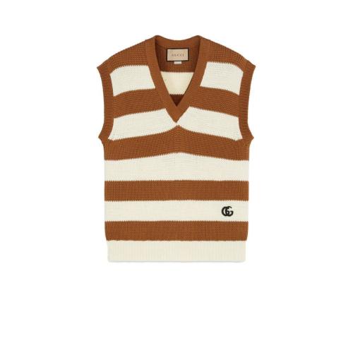  GUCCI古驰 22年秋冬 女士 条纹棉毛混纺背心 699895 XKCG8 9184