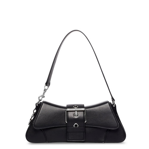 Balenciaga/巴黎世家 22新款 女士中号黑色小牛皮LINDSAY饰银色配件翻盖单肩手提包701139210B41000