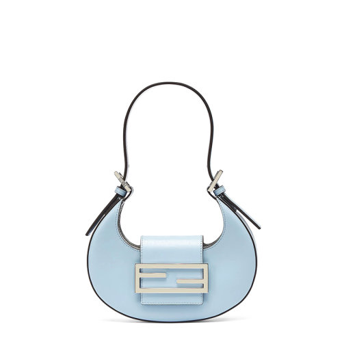 Fendi/芬迪 22年春夏新款 女士迷你蓝色皮革牛角流浪包FF搭扣新月单肩包8BS065AAIWF1HBK