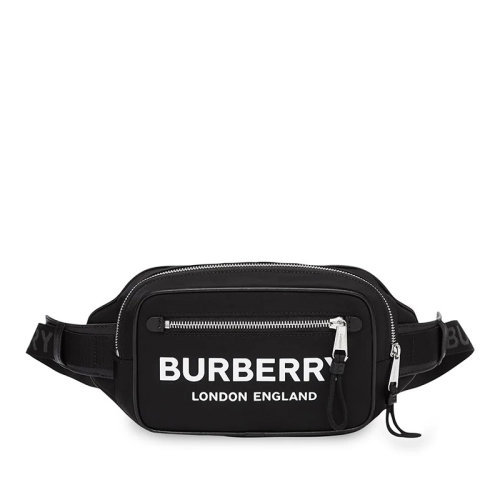 BURBERRY/博柏利巴宝莉男包 男士黑色尼龙字母印花LOGO腰包 80210891
