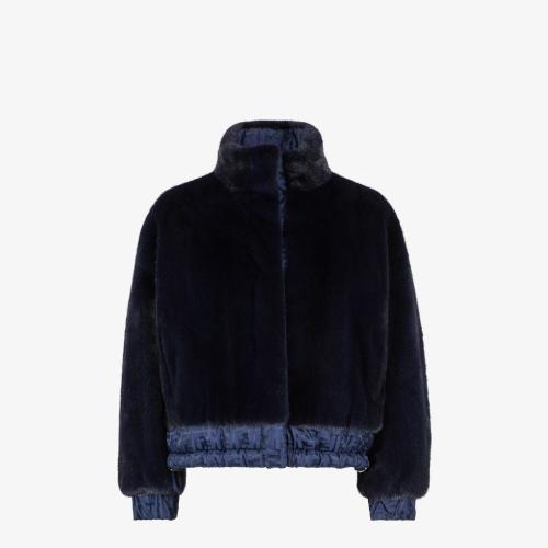  FENDI芬迪 22年秋冬 女士 夹克 蓝色貂毛和尼龙夹克 FNE59LAJQ7F1FLH